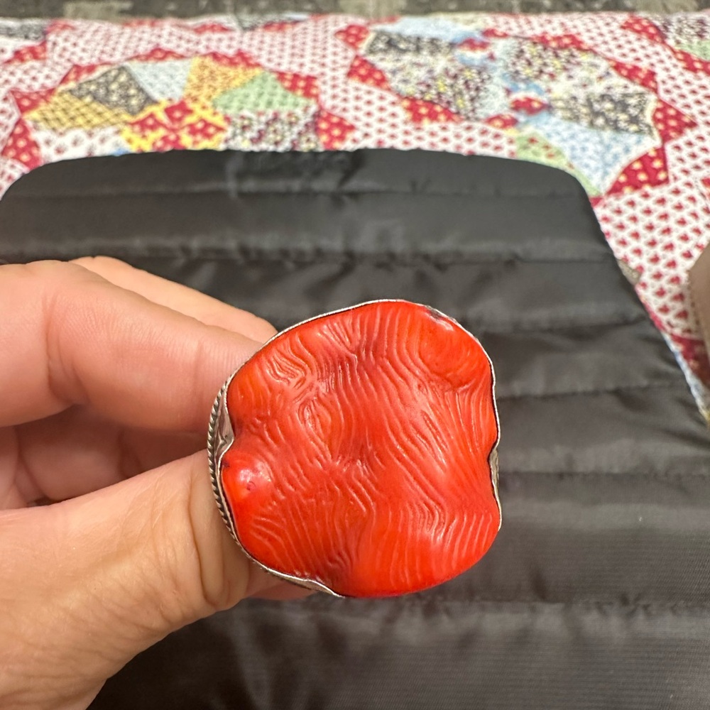 Signed 925 Silver & Red Ring - image 4